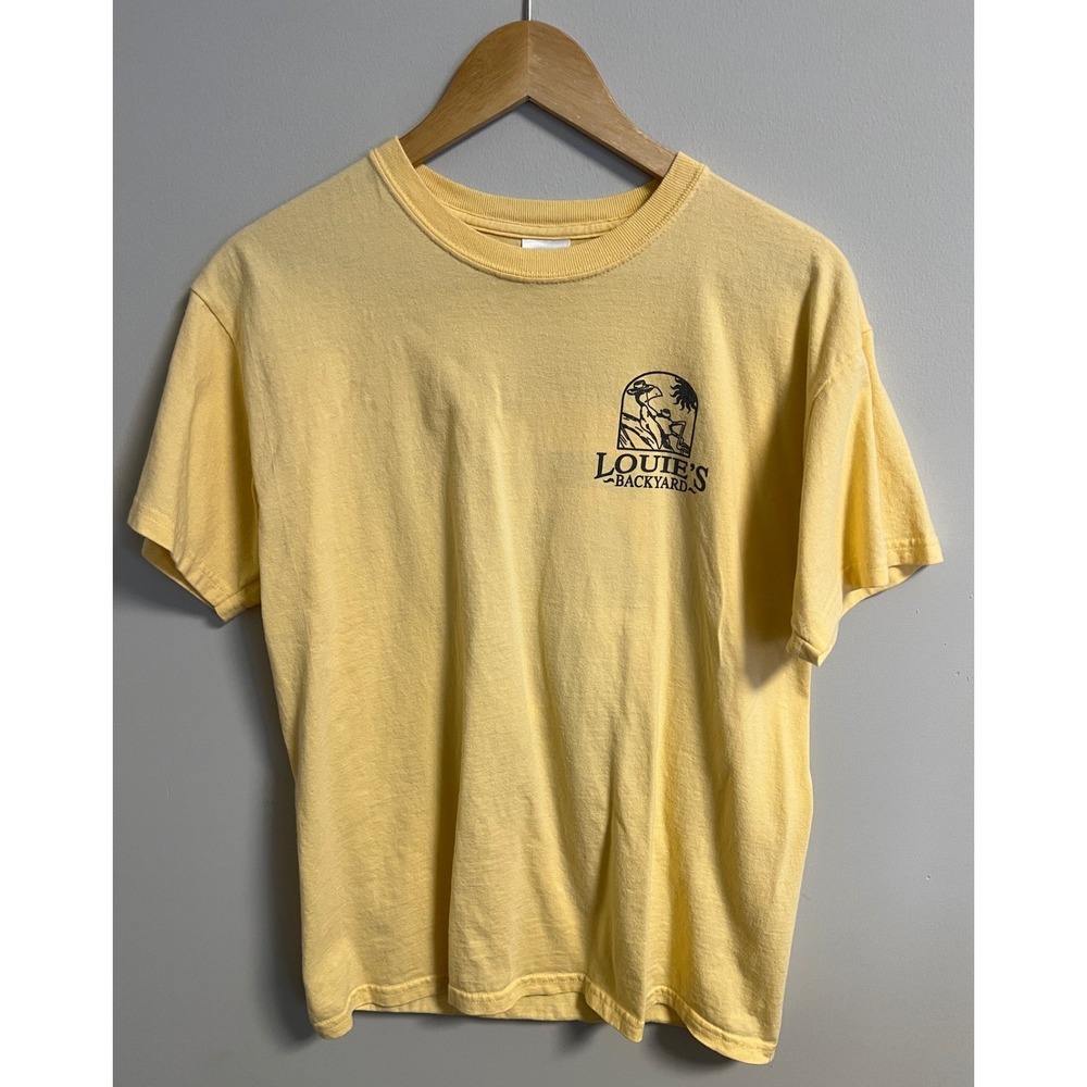 Gildan Louies Backyard Key West T-Shirt Mens M Yellow Good Tropical Afterdeck